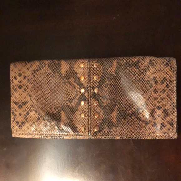 Michael Kors Gold Studded Snakeskin Leather Clutch - Picture 6 of 7